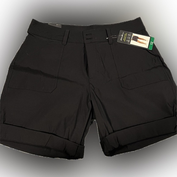 Eddie Bauer Ladies' Cargo Shorts BLACK Size 12 Lightweight Pocket With Zipper - Picture 4 of 6